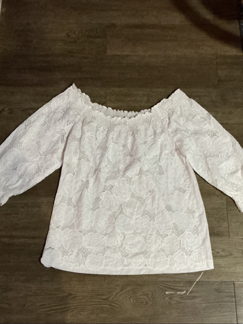 Light Pink Off-Shoulder Lace Blouse